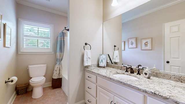 516 Letcher Ave, Lebanon, TN 37087 - full bathroom with vanity, crown molding, toilet, baseboards, and tile patterned flooring