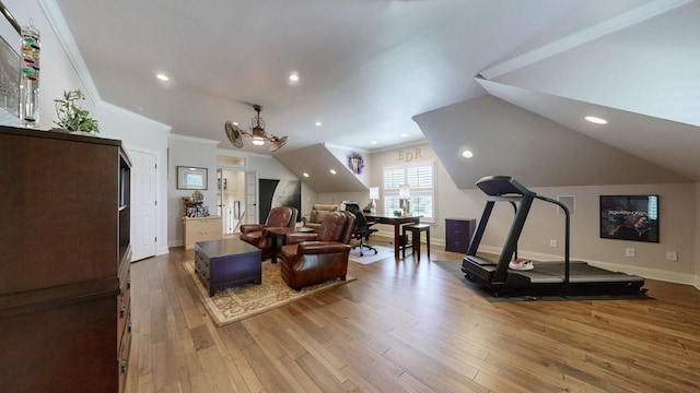 516 Letcher Ave, Lebanon, TN 37087 - exercise area featuring crown molding, wood finished floors, baseboards, recessed lighting, and a chandelier