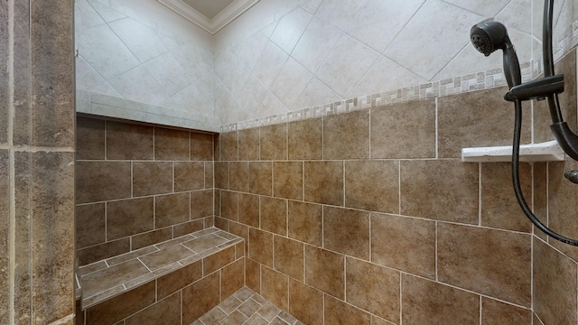 516 Letcher Ave, Lebanon, TN 37087 - bathroom with ornamental molding and a tile shower