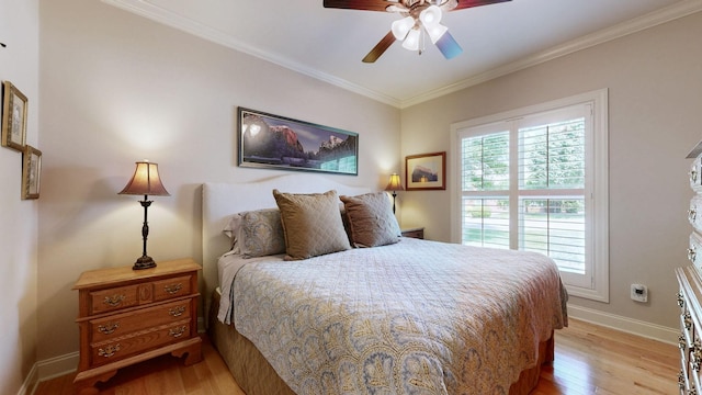 516 Letcher Ave, Lebanon, TN 37087 - bedroom with light wood-style floors, baseboards, ornamental molding, and a ceiling fan