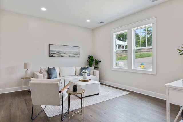 312 N Main St, Dickson, TN 37055 - living room with baseboards, dark wood finished floors, and recessed lighting
