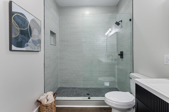 312 N Main St, Dickson, TN 37055 - bathroom with toilet, a stall shower, and vanity