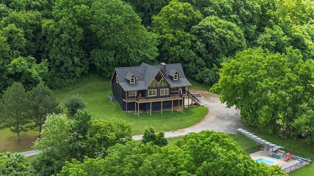 2223 Simmons Ridge Rd, Cornersville, TN 37047 - aerial view of property and surrounding area featuring a forest