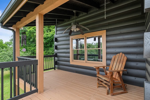 2223 Simmons Ridge Rd, Cornersville, TN 37047 - wooden terrace with ceiling fan