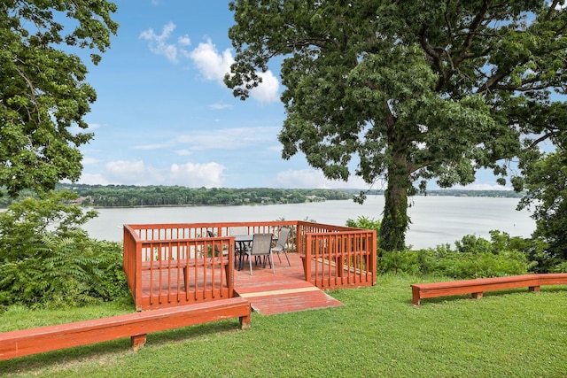 511 Jones St Unit C3, Old Hickory, TN 37138 - wooden terrace with a water view, a yard, and outdoor dining space
