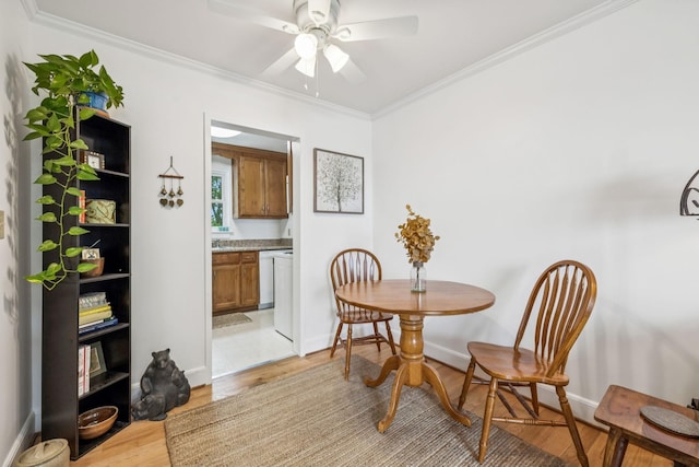 511 Jones St Unit C3, Old Hickory, TN 37138 - dining room featuring light wood finished floors, ceiling fan, ornamental molding, and baseboards