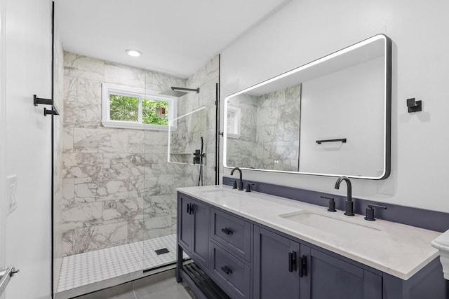 4044 Brick Church Pike, Nashville, TN 37207 - bathroom with double vanity and a marble finish shower