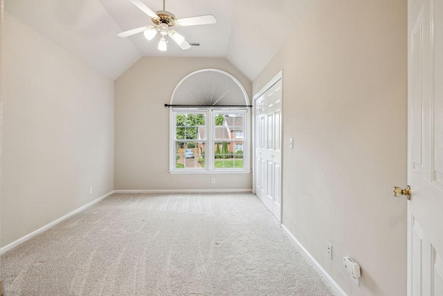 517 Ridgestone Dr, Franklin, TN 37064 - carpeted empty room featuring baseboards, ceiling fan, and lofted ceiling