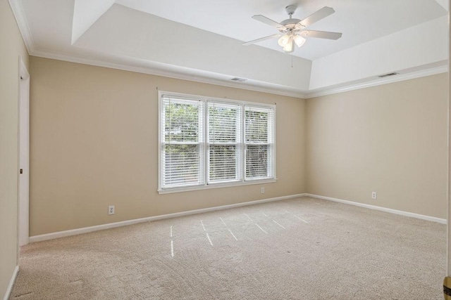 517 Ridgestone Dr, Franklin, TN 37064 - spare room with a ceiling fan, crown molding, light colored carpet, a raised ceiling, and baseboards