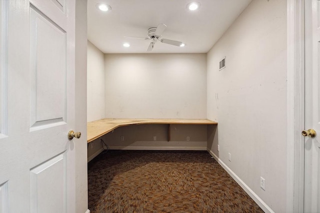 517 Ridgestone Dr, Franklin, TN 37064 - unfurnished office featuring dark carpet, recessed lighting, a ceiling fan, and baseboards