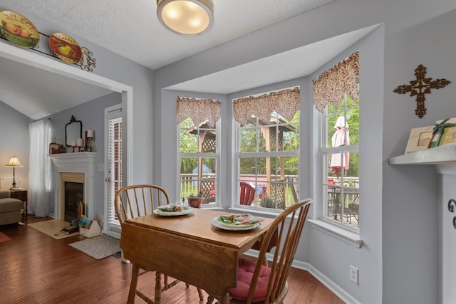 373 Baronswood Dr, Nolensville, TN 37135 - dining space featuring wood finished floors, a fireplace with flush hearth, and baseboards