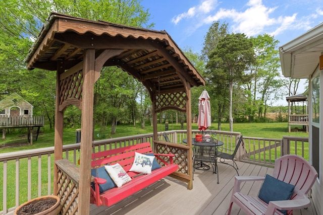373 Baronswood Dr, Nolensville, TN 37135 - wooden terrace with outdoor dining area and a yard