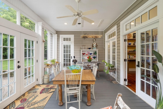 460 Whistler Cv, Franklin, TN 37067 - sunroom / solarium featuring french doors, a ceiling fan, recessed lighting, and wood finished floors