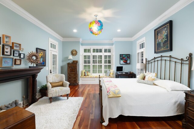 460 Whistler Cv, Franklin, TN 37067 - bedroom with ornamental molding, dark wood-style flooring, and recessed lighting