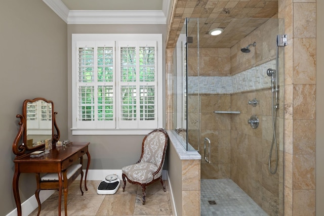 460 Whistler Cv, Franklin, TN 37067 - full bath featuring ornamental molding, a shower stall, healthy amount of natural light, and baseboards