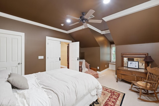 460 Whistler Cv, Franklin, TN 37067 - bedroom featuring lofted ceiling, light carpet, ornamental molding, recessed lighting, and baseboards