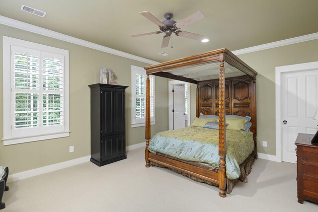 460 Whistler Cv, Franklin, TN 37067 - carpeted bedroom with baseboards, crown molding, recessed lighting, and ceiling fan