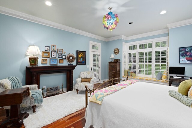 460 Whistler Cv, Franklin, TN 37067 - bedroom featuring wood finished floors, ornamental molding, and recessed lighting
