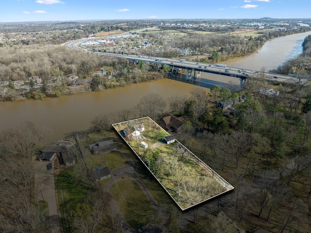 4430 Brush Hill Rd, Nashville, TN 37216 - aerial overview of property's location featuring a notable bridge, a large body of water, and property parcel outlined