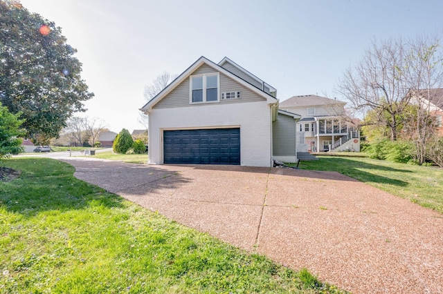608 Claridge Ct, Franklin, TN 37064 - view of side of property with concrete driveway, brick siding, a yard, and a garage