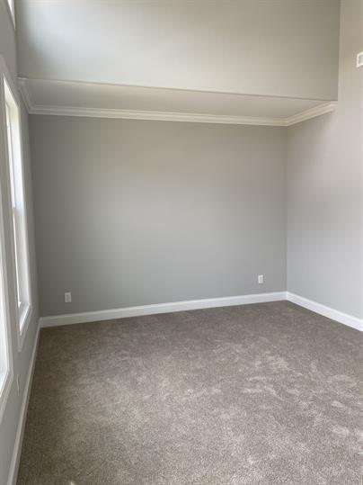 1451 Rebecca Johns Dr, Murfreesboro, TN 37128 - empty room with crown molding, dark colored carpet, and baseboards
