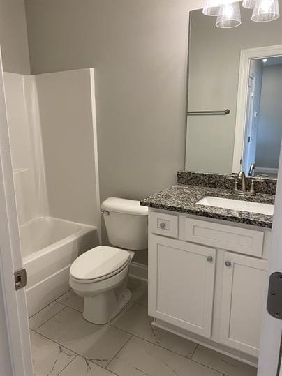 1451 Rebecca Johns Dr, Murfreesboro, TN 37128 - full bath featuring marble look tile flooring, toilet, vanity, and washtub / shower combination