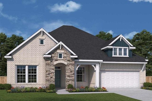 1069 Inez Dr, Smyrna, TN 37167 - view of front facade featuring concrete driveway, brick siding, stone siding, and a shingled roof