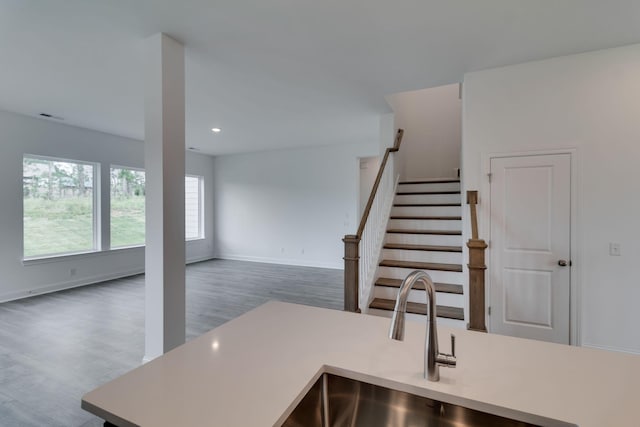 529 Little Penny Dr, Smyrna, TN 37167 - kitchen with open floor plan, light countertops, wood finished floors, and recessed lighting