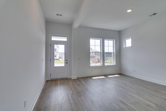 529 Little Penny Dr, Smyrna, TN 37167 - foyer with dark wood finished floors, beamed ceiling, and recessed lighting