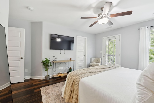 212 Walden Village Ln, Nashville, TN 37210 - bedroom featuring access to outside, dark wood finished floors, baseboards, and ceiling fan