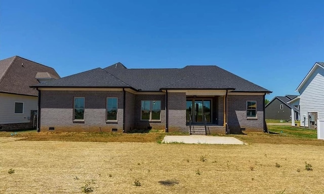 691 Compton Rd, Murfreesboro, TN 37130 - back of property featuring crawl space, brick siding, a patio area, and a shingled roof