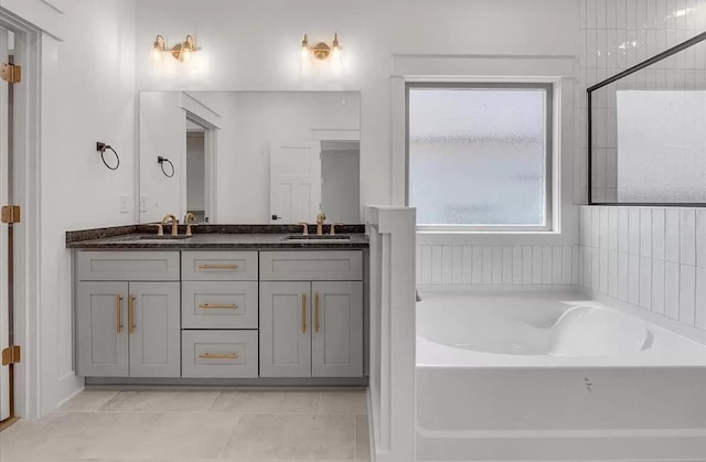 691 Compton Rd, Murfreesboro, TN 37130 - full bathroom featuring a bath, double vanity, and tile patterned flooring
