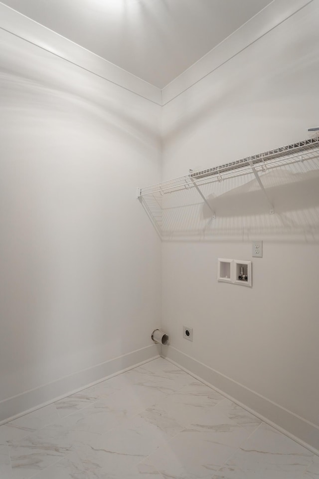 516 Willow Grv Ct, Ringgold, GA 30736 - washroom with electric dryer hookup, marble finish floors, baseboards, and hookup for a washing machine