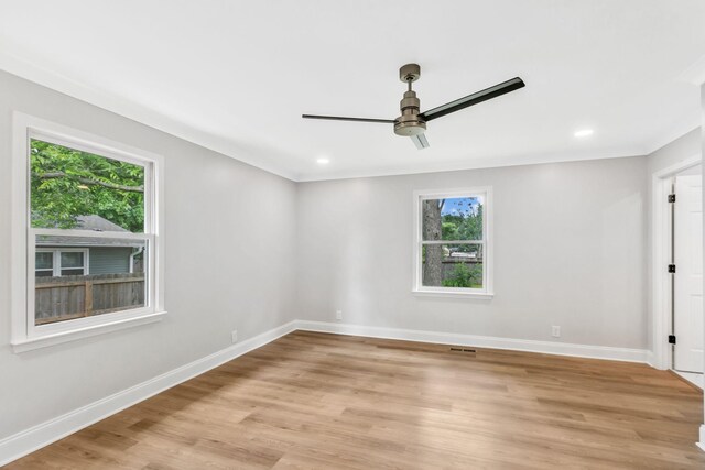 2302 Surrey Dr, Murfreesboro, TN 37129 - spare room with a ceiling fan, baseboards, light wood-type flooring, and recessed lighting