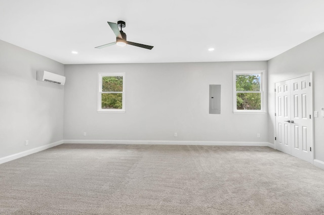 2302 Surrey Dr, Murfreesboro, TN 37129 - carpeted spare room with electric panel, plenty of natural light, baseboards, a wall unit AC, and recessed lighting