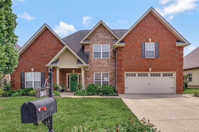 3615 Sweetbriar Ave, Murfreesboro, TN 37128 - traditional-style home with driveway, a front lawn, a garage, and brick siding