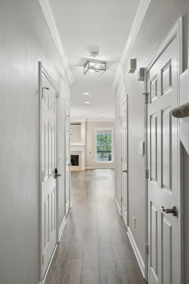 1816 Brentwood Pointe, Franklin, TN 37067 - hall featuring crown molding, baseboards, and dark wood finished floors