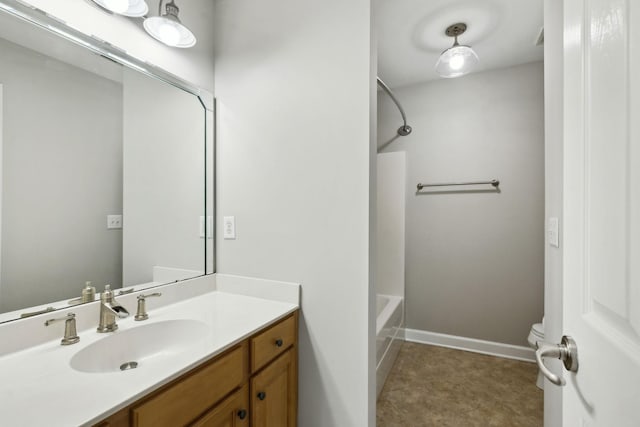 1816 Brentwood Pointe, Franklin, TN 37067 - bathroom featuring vanity, toilet, washtub / shower combination, and baseboards
