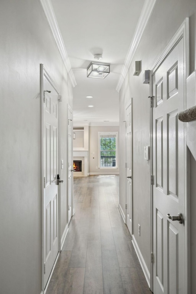 1816 Brentwood Pointe, Franklin, TN 37067 - hall with crown molding, baseboards, and dark wood-style flooring