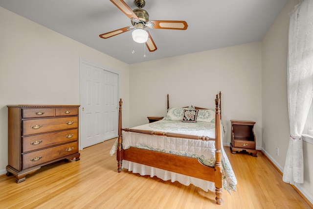 311 Broadview Dr, Dickson, TN 37055 - bedroom featuring light wood-type flooring, baseboards, and a ceiling fan