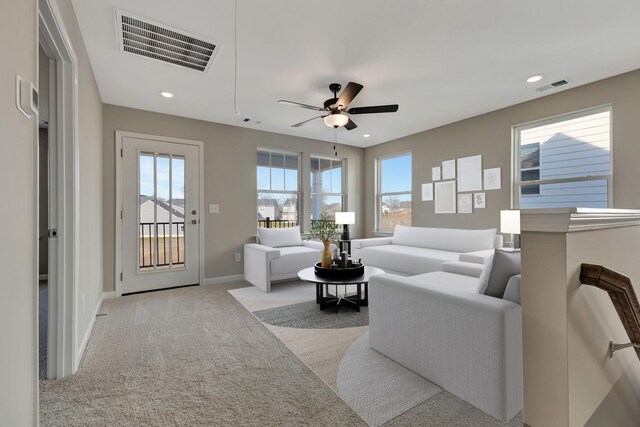 1012 Indigo Aly, Brentwood, TN 37027 - living area with carpet floors, ceiling fan, baseboards, and recessed lighting