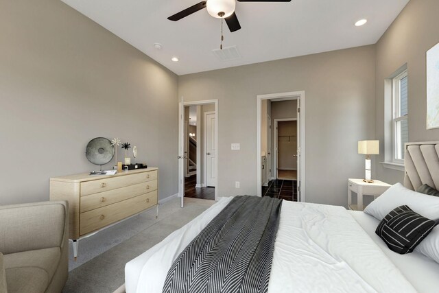 1012 Indigo Aly, Brentwood, TN 37027 - bedroom featuring recessed lighting, ceiling fan, and light carpet