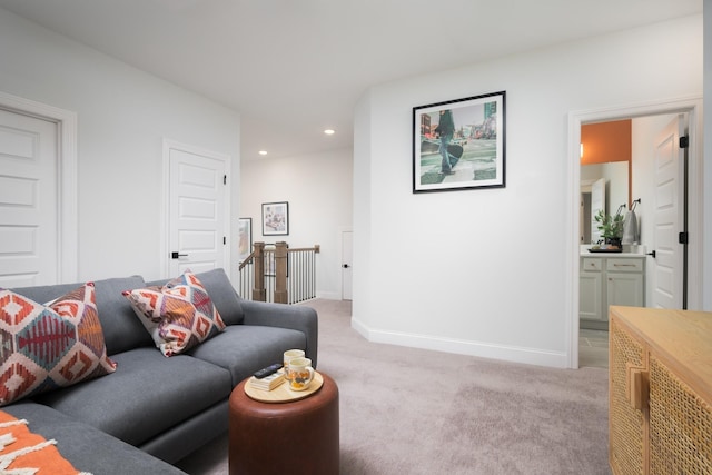 1102 Callaway Dr, Lebanon, TN 37087 - living room with light carpet, recessed lighting, and baseboards