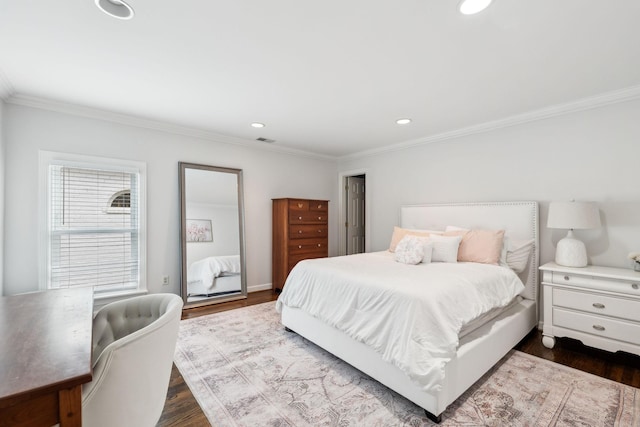 327 Whitworth Way, Nashville, TN 37205 - bedroom with crown molding, dark wood-style flooring, and recessed lighting