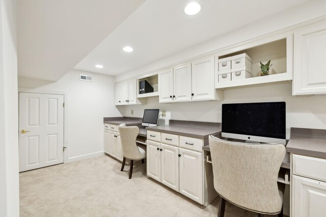 327 Whitworth Way, Nashville, TN 37205 - office area featuring built in desk, recessed lighting, light carpet, and baseboards