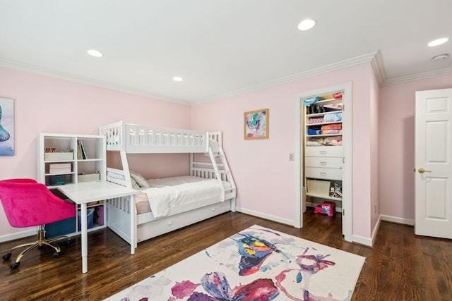 327 Whitworth Way, Nashville, TN 37205 - bedroom featuring crown molding, wood finished floors, baseboards, and recessed lighting