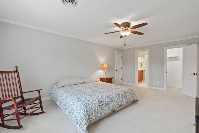 1010 Saint Blaise Trl, Gallatin, TN 37066 - bedroom with light colored carpet, ornamental molding, baseboards, a spacious closet, and a closet