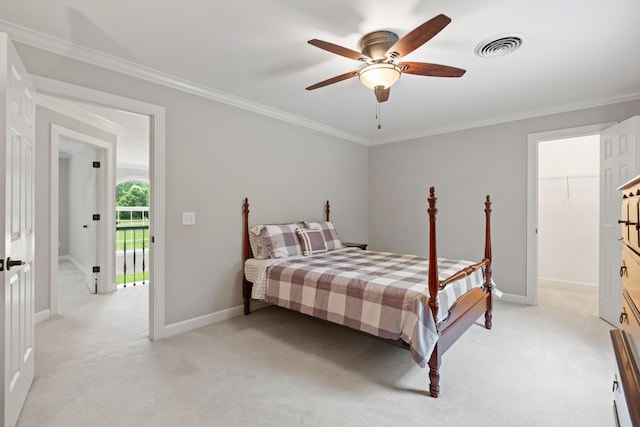 1010 Saint Blaise Trl, Gallatin, TN 37066 - bedroom with light carpet, ornamental molding, baseboards, and a ceiling fan
