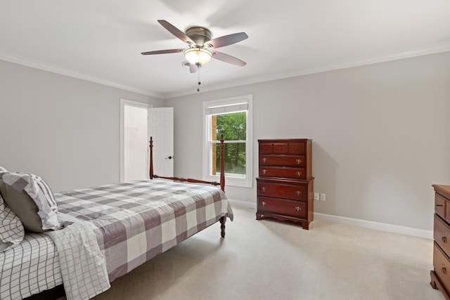 1010 Saint Blaise Trl, Gallatin, TN 37066 - bedroom featuring light colored carpet, baseboards, crown molding, and a ceiling fan