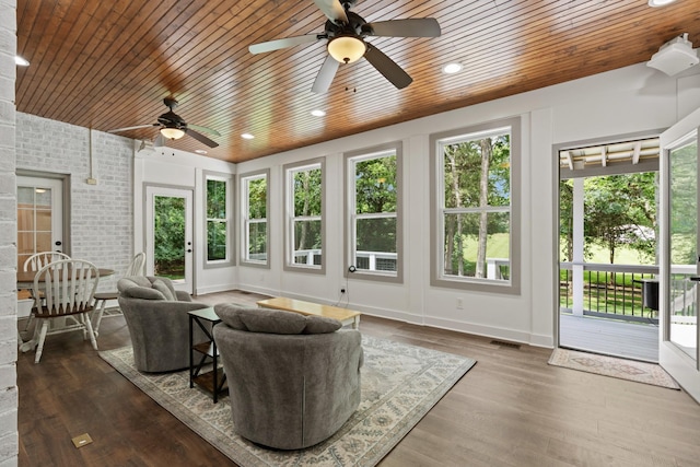 1010 Saint Blaise Trl, Gallatin, TN 37066 - sunroom with wooden ceiling, wood finished floors, and recessed lighting